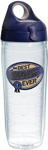 Tervis 1231578 Hallmark - Best Grandpa Ever Tumbler with Emblem and Navy with Gray Lid 24oz Water Bottle, Clear