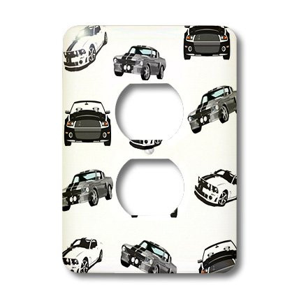 3dRose lsp_180625_6 Image of Mustang Cobras and Gt Models in a Repeat Pattern Light Switch Cover