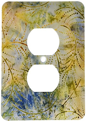 3dRose LLC lsp_80269_6 Gold Blue N Green Tye Dye Leaves 2 Plug Outlet Cover
