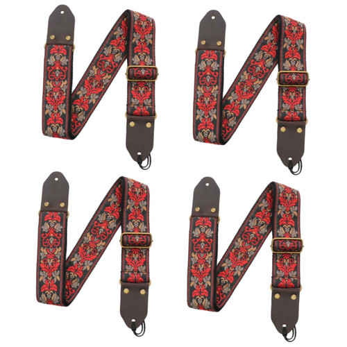Milisten 4pcs Embroidered Guitar Strap Guitar Belt Strap Ukelele Strap Guitar Replacement Vintage Acoustic Strap Guitar Belt for Gift Widen Instrument Strap Ukulele Nationality Nylon