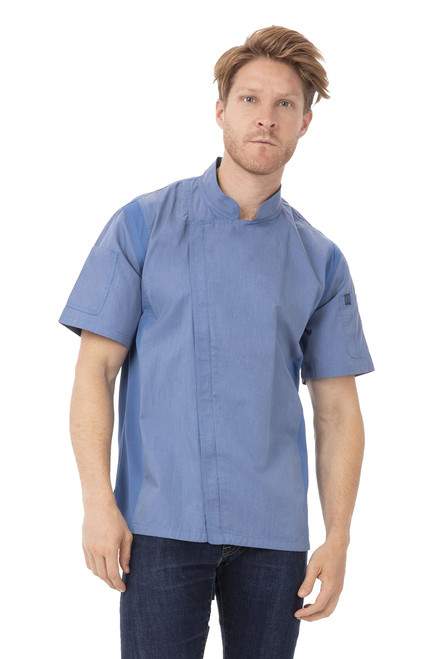 Chef Works Men's Springfield Chef Coat, Sky Blue, 3X-Large