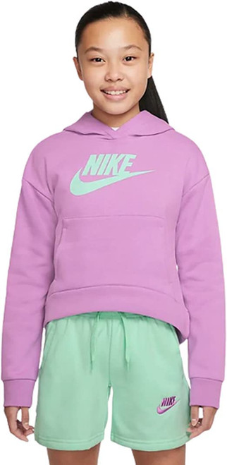 Nike Girl's Sportswear Club Fleece Hoodie (Little Kids/Big Kids) Violet Shock/Mint Foam L (14-16 Big Kid) Nike Girl's Sportswear Club Fleece Hoodie (Little Kids/Big Kids) Violet Shock/Mint Foam L (14-16 Big Kid)