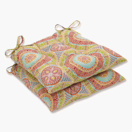 Pillow Perfect Outdoor/Indoor Delancey Jubilee Tufted Seat Cushions (Square Back), 19" x 18.5", Orange 2 Count Pillow Perfect Outdoor/Indoor Delancey Jubilee Tufted Seat Cushions (Square Back), 19" x 18.5", Orange 2 Count