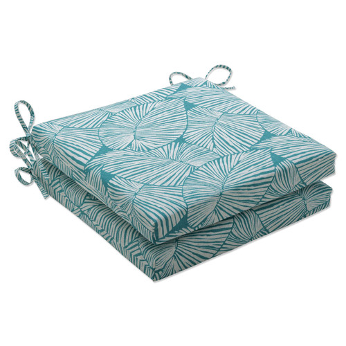 Pillow Perfect Outdoor/Indoor Talia Seaglass Square Corner Seat Cushions, 20" x 20", Green, 2 Count
