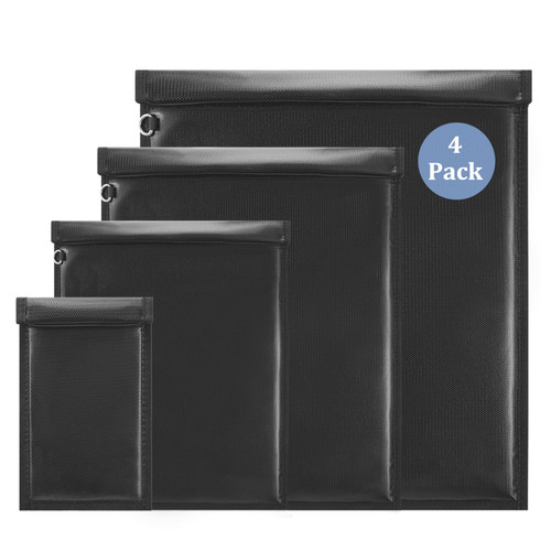 4 Pack Faraday Bags for Phones & Tablets & Laptops & Radio, Faraday Key Fob Protector, Faraday Cage for Anti-Theft Anti-Tracking, Fireproof & Waterproof Faraday Bag, RFID Signal Blocker Faraday Pouch