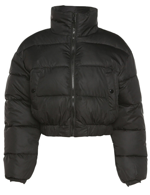 Flygo Women's Cropped Puffer Jacket Zip Up Stand Collar Padded Winter Down Coat(Black-S) Flygo Women's Cropped Puffer Jacket Zip Up Stand Collar Padded Winter Down Coat(Black-S)