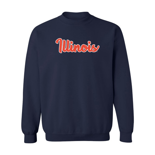 UGP Campus Apparel AW1240 - Illinois Fighting Illini Basic Script Crewneck Sweatshirt - X-Large - Navy