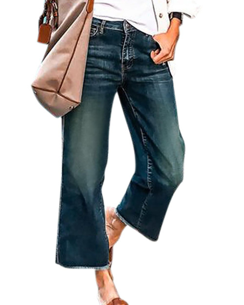 PEIHOT Mid Waisted Wide Leg Jeans for Women 90S Jeans Mid Rise Pull On Jeans Straight Leg Loose Fit Denim Pants