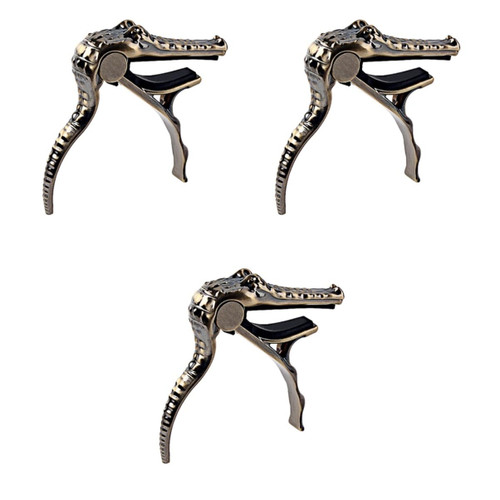 VICASKY 3pcs Acoustic Guitar Tuner Bass Capo Bass Tuner Acoustic Capo Ukulele Capo Folk Guitar Capo Single- Handed Trigger Guitar Capo Alligator Capo Guitar Capos Clamp Classical