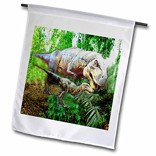 3dRose fl_4096_1 Dinosaurs Garden Flag, 12 by 18-Inch