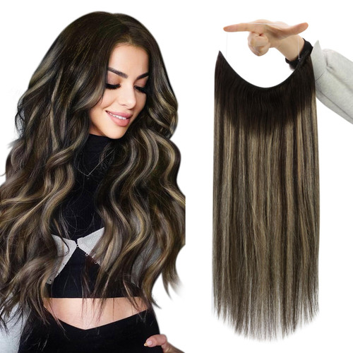 Fshine Human Hair Extensions Wire Hair Extensions Balayage Natural Black to Honey Blonde 12 Inch 70g Remy Human Hair Extensions Wire Extensions with Transparent Fish Line Fshine Human Hair Extensions Wire Hair Extensions Balayage Natural Black to Honey Blonde 12 Inch 70g Remy Human Hair Extensions Wire Extensions with Transparent Fish Line