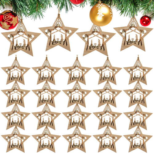 Nativity Scene Ornaments Christmas Wooden Hanging Ornament Multilayer Nativity Christmas Tree Ornaments Keepsake The Birth of Jesus Decor Religious Gift for Family (Star Shaped,24 Pieces) Nativity Scene Ornaments Christmas Wooden Hanging Ornament Multilayer Nativity Christmas Tree Ornaments Keepsake The Birth of Jesus Decor Religious Gift for Family (Star Shaped,24 Pieces)