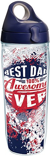 Tervis 1235816 Dad Splatter Tumbler with Wrap and Navy with Gray Lid 24oz Water Bottle, Clear