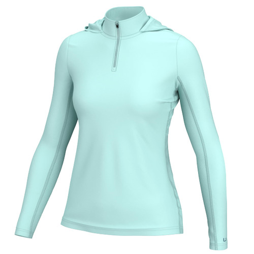 HUK Women's Standard Icon X Hoodie, Fishing Shirt with Sun Protection, Eggshell Blue, Small