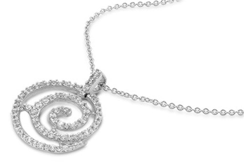 Swirl Pendant Necklace Clear Simulated CZ .925 Sterling Silver Swirl Pendant Necklace Clear Simulated CZ .925 Sterling Silver