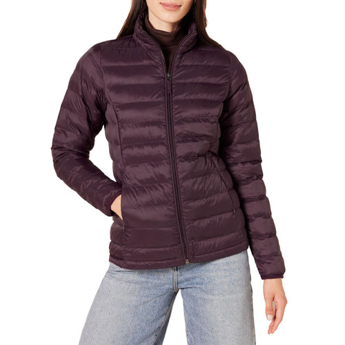 Amazon Essentials Women's Lightweight Long-Sleeve Water-Resistant Puffer Jacket (Available in Plus Size), Burgundy, Small