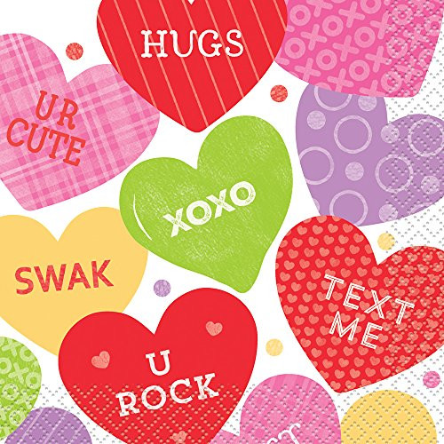 Candy Valentine's Day Beverage Napkins, 16ct