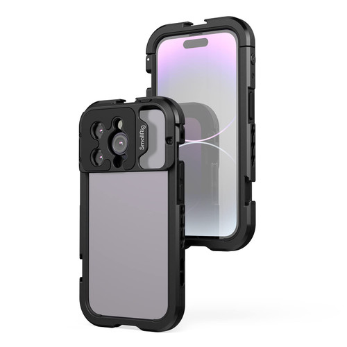 SmallRig Video Rig Cage for iPhone 14 Pro with Dual Cold Shoes, Aluminum Mobile Phone Stabilizer, Smartphone Video Rig Cage for Filmmaking/Videography/Live Streaming/Vlog- 4075