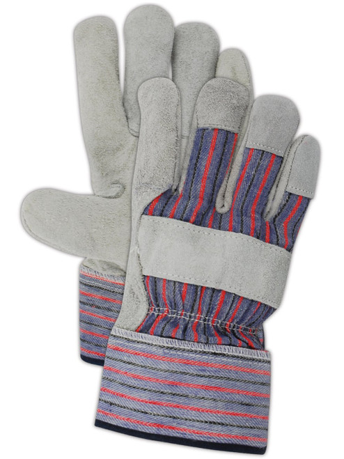 MAGID DuraMaster TB727IE Leather Gloves with Cow Split Palm, 12 Pairs, Size Large, Gray