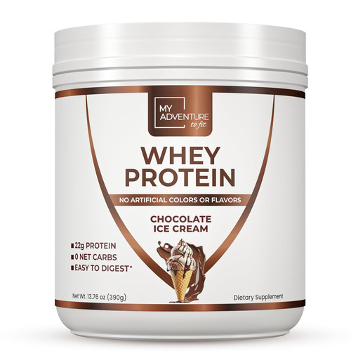 My Adventure to Fit Whey Isolate Protein Powder - Low Carb Protein Powder for Women - Sweetened with Stevia Whey Isolate Protein for Muscle Growth - Protein Powder (Chocolate Ice Cream, 15 Servings)