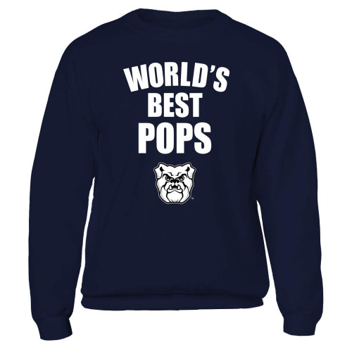 FanPrint Butler Bulldogs Sweatshirt - World's Best Pops - Bold - Crewneck Sweatshirt/Navy/L