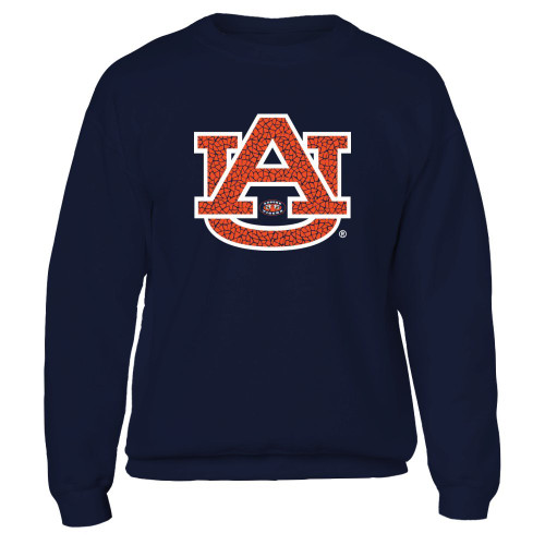 FanPrint Auburn Tigers Sweatshirt - Mosaic Pattern - Crewneck Sweatshirt/Navy/M