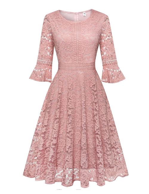 Twinklady Womens Pink Vintage Floral Lace Bridesmaid Dress Cocktail Formal Swing Tea Dress Twinklady Womens Pink Vintage Floral Lace Bridesmaid Dress Cocktail Formal Swing Tea Dress