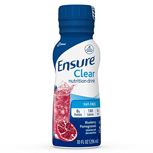 Ensure Clear Nutrition Drink, 0g fat, 8g of high-quality protein, Blueberry Pomegranate, 10 fl oz, 12 Count