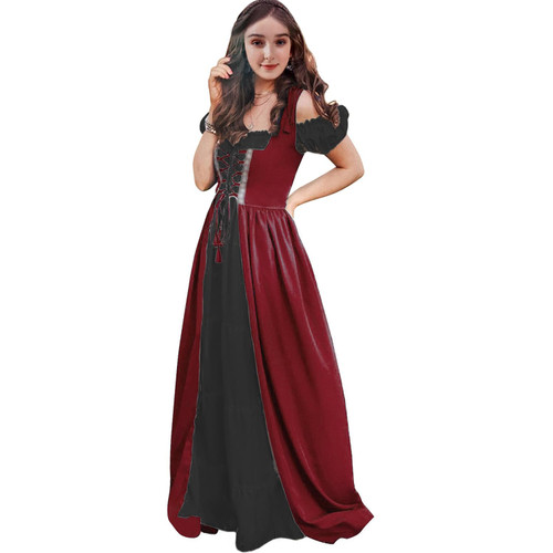 Abaowedding Renaissance Dress Women Medieval Dress Renaissance Pirate Costume Irish Dress Ren Faire Costume, Black and Burgundy 2XL/3XL Abaowedding Renaissance Dress Women Medieval Dress Renaissance Pirate Costume Irish Dress Ren Faire Costume, Black and Burgundy 2XL/3XL
