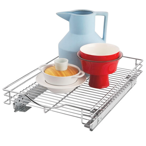 SIMCAS Pull Out Cabinet Organizer 14"W x 21"D, 1Tier HeavyDuty Pull Out Drawers for Kitchen Cabinet Organizers and Storage, Slide Out Pantry Shelves Under Cabinet Organizer for Inside Cabinets, Chrome