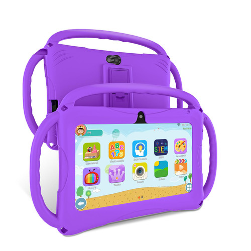 Android 11 Tablet for Kids 7inch Toddler Tablet 3GB+32GB Google Play Kids Tablet iWawa APP Pre-Loaded Dual Camera WiFi Bluetooth Learning Educational Tablet with Kids-Proof Case (Purple)