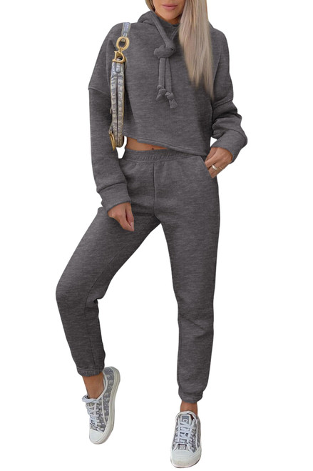 PRETTYGARDEN Womens 2023 Fall Two Piece Outfits Tracksuits Long Sleeve Hooded Sweatshirt Pullover Sweatpants Sweatsuits Set (Dark Grey,Large)