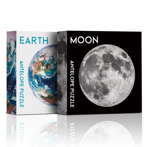 Antelope 2 in 1 1000 Piece Round Puzzle Bundle - Earth - 1000 Piece Space Jigsaw Puzzle Bundle with Moon -1000 Piece Jigsaw Puzzle, Planet Jigsaw Puzzle, Space Puzzle