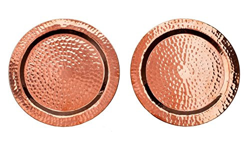 Sertodo Copper, Round Napa Cup Coaster, Hand Hammered 100% Pure Copper, 4.5 inch diameter, Set of 2