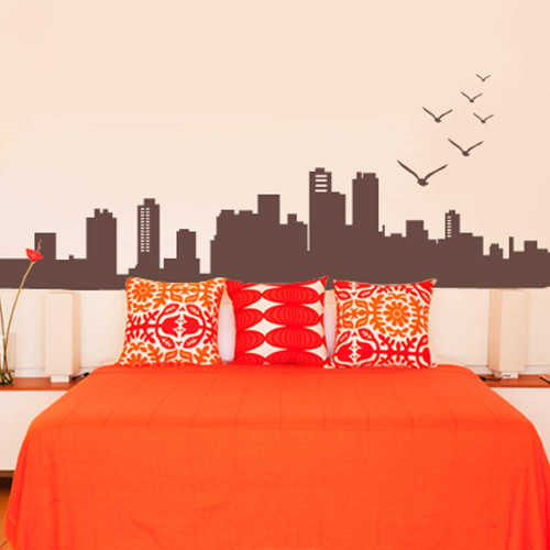 Simple Shapes City Skyline Decal (Chestnut Brown)