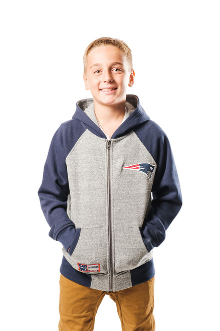 Ultra Game NFL New England Patriots Youth Full Zip Soft Fleece Raglan Hoodie, Team Color, 18/20 Ultra Game NFL New England Patriots Youth Full Zip Soft Fleece Raglan Hoodie, Team Color, 18/20