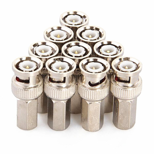 BeElion 10Pack BNC Male Twist-on RG59 Connector for CCTV Coax Coaxial Security Cameras