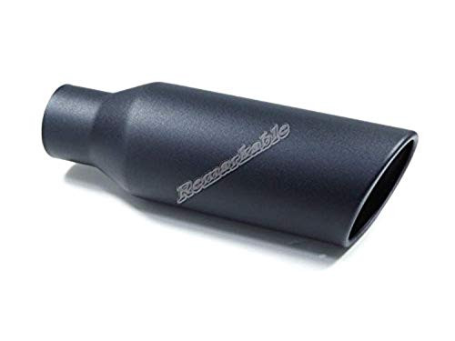 Remarkable Power 2.5" Inlet 4" Outlet 12" Long Stainless Steel Rolled Edge Exhaust Tip Black EXT08