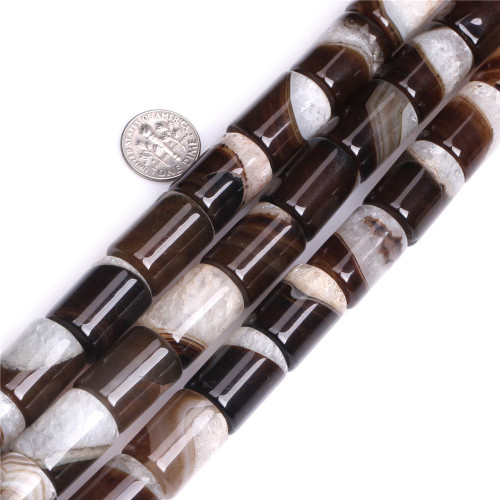 JOE FOREMAN 15x20mm Botswana Agate Semi Precious Gemstone Column Loose Beads for Jewelry Making DIY Handmade Craft Supplies 15"