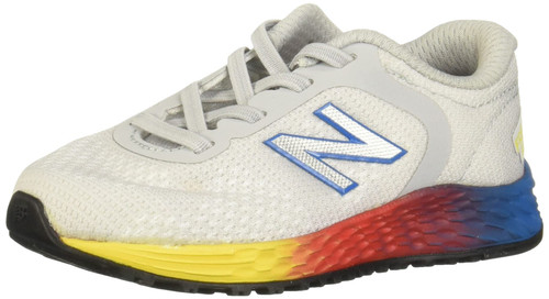 New Balance Kid's Fresh Foam Arishi V2 Bungee Running Shoe, Light Aluminum/Wave/Velocity Red, 4 Infant