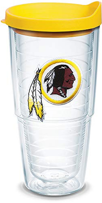 Tervis 1039117 NFL Washington Redskins Primary Logo Tumbler with Emblem and Yellow Lid 24oz, Clear