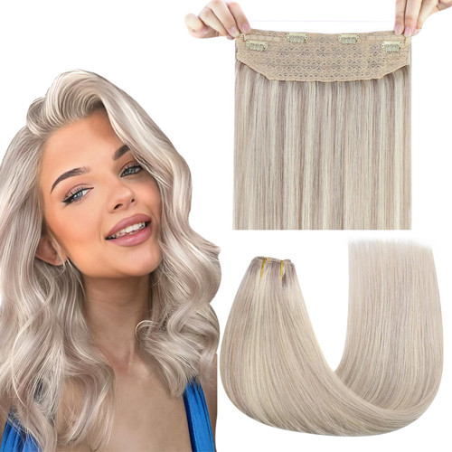 Ugeat Blonde Wire Hair Extensions Human Hair 12 Inch Dirty Blonde Highlight with Platinum Blonde Wire Hair Extensions Real Human Hair Transparent Fish Line Hair Extensions Human Hair 70 Grams Ugeat Blonde Wire Hair Extensions Human Hair 12 Inch Dirty Blonde Highlight with Platinum Blonde Wire Hair Extensions Real Human Hair Transparent Fish Line Hair Extensions Human Hair 70 Grams