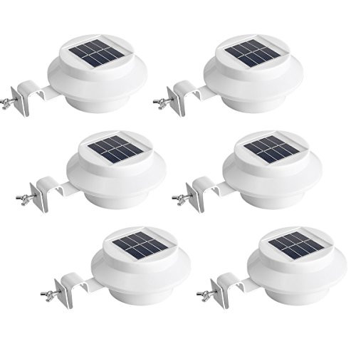 [6 Pack] Easternstar Outdoor Solar Gutter Lights White 3 LED Solar Powered Waterproof Security Lamp for Eaves Driveway Garden Fence Roof