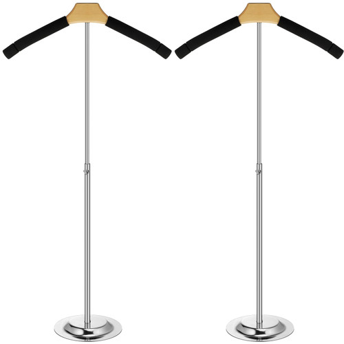 Qunclay Adjustable T Shirt Display Flexible Shoulder Stand Shirt Rack Portable Hanging Black Metal Clothes Hanger Rack for Clothing Garment Coat Retail Vendor, Height 16-27.9 Inch (2 Pcs)