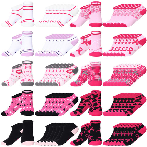 Panitay 60 Pairs Women Breast Cancer Awareness Socks Bulk 10 Styles Pink Ribbon Soft Sport Sock Gifts Accessories (Ankle Socks) Panitay 60 Pairs Women Breast Cancer Awareness Socks Bulk 10 Styles Pink Ribbon Soft Sport Sock Gifts Accessories (Ankle Socks)