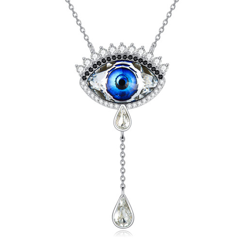 AOBOCO Evil Eye Necklace for Women 925 Sterling Silver Turkish Blue Evil Eye Pendant Necklace with Cubic Zirconia CZ Austrian Crystal Protection Jewelry Gift for Women Her AOBOCO Evil Eye Necklace for Women 925 Sterling Silver Turkish Blue Evil Eye Pendant Necklace with Cubic Zirconia CZ Austrian Crystal Protection Jewelry Gift for Women Her
