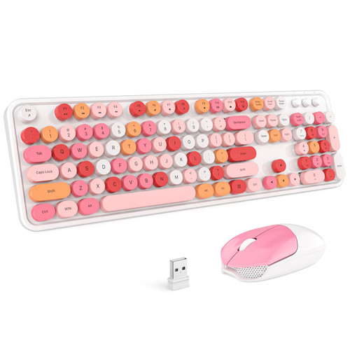 GEEZER Wireless Keyboard and Mouse Combo, 2.4G Full-Size Retro Typewriter Keyboards, Cute Wireless Mouse for PC, Laptop, Desktop, Windows