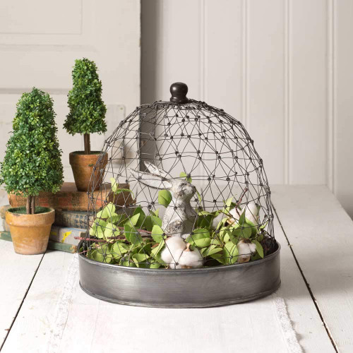 CTW Home Collection French Chicken Wire Cloche with Tray (1)