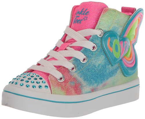 Skechers Kids Twinkle Toes Twi-Lites - Lil Prism Swirl Sneaker, Light Blue/Multi, 6 Toddler