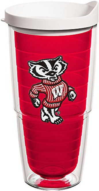 Tervis 1239715 Wisconsin Bucky Badger Mascot Insulated Tumbler with Emblem and White Lid, 24oz, Red Tervis 1239715 Wisconsin Bucky Badger Mascot Insulated Tumbler with Emblem and White Lid, 24oz, Red